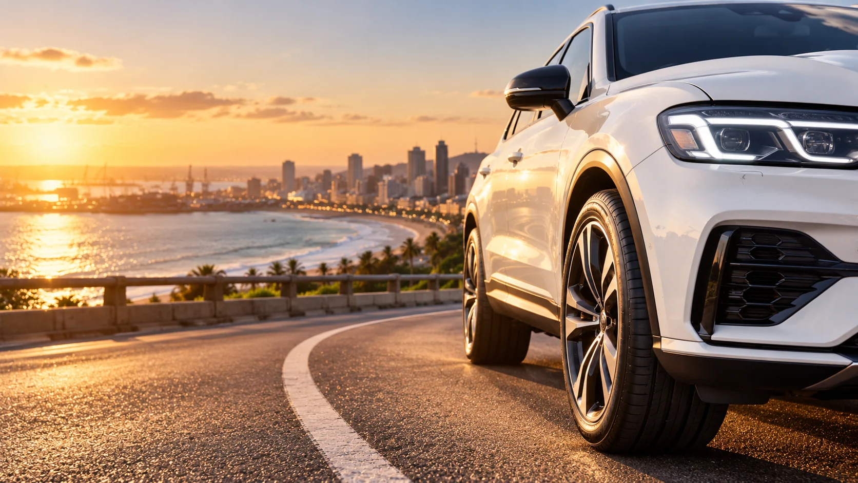 Vehicle on a coastal road