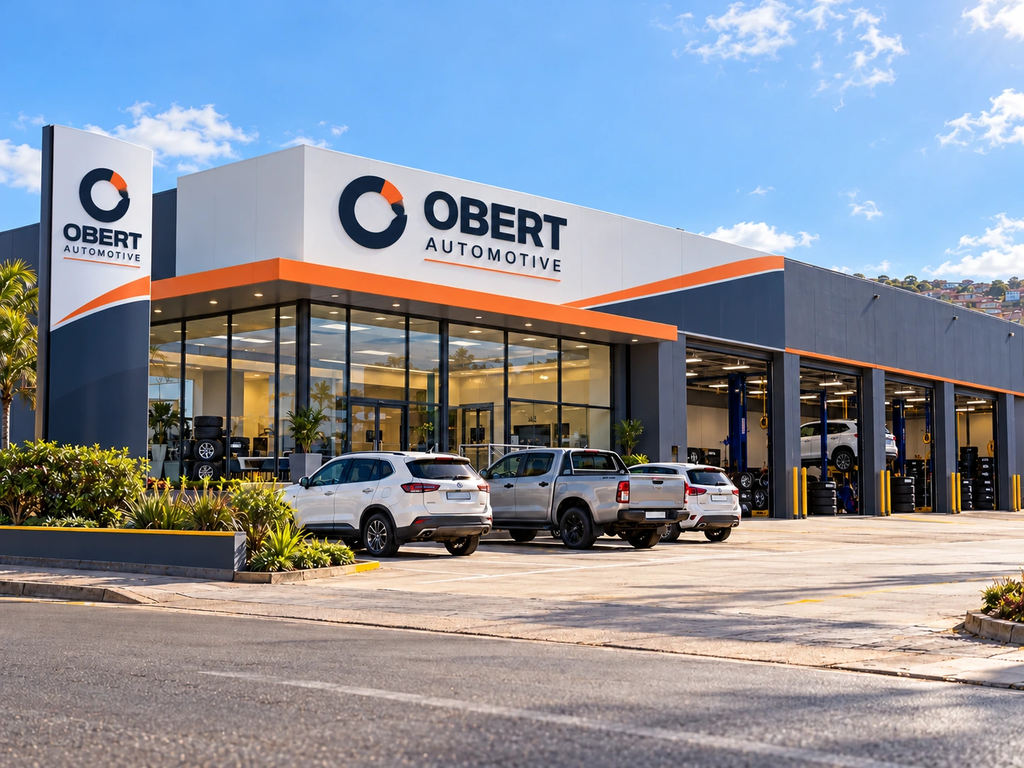 Illustrative concept of an Obert Automotive service centre